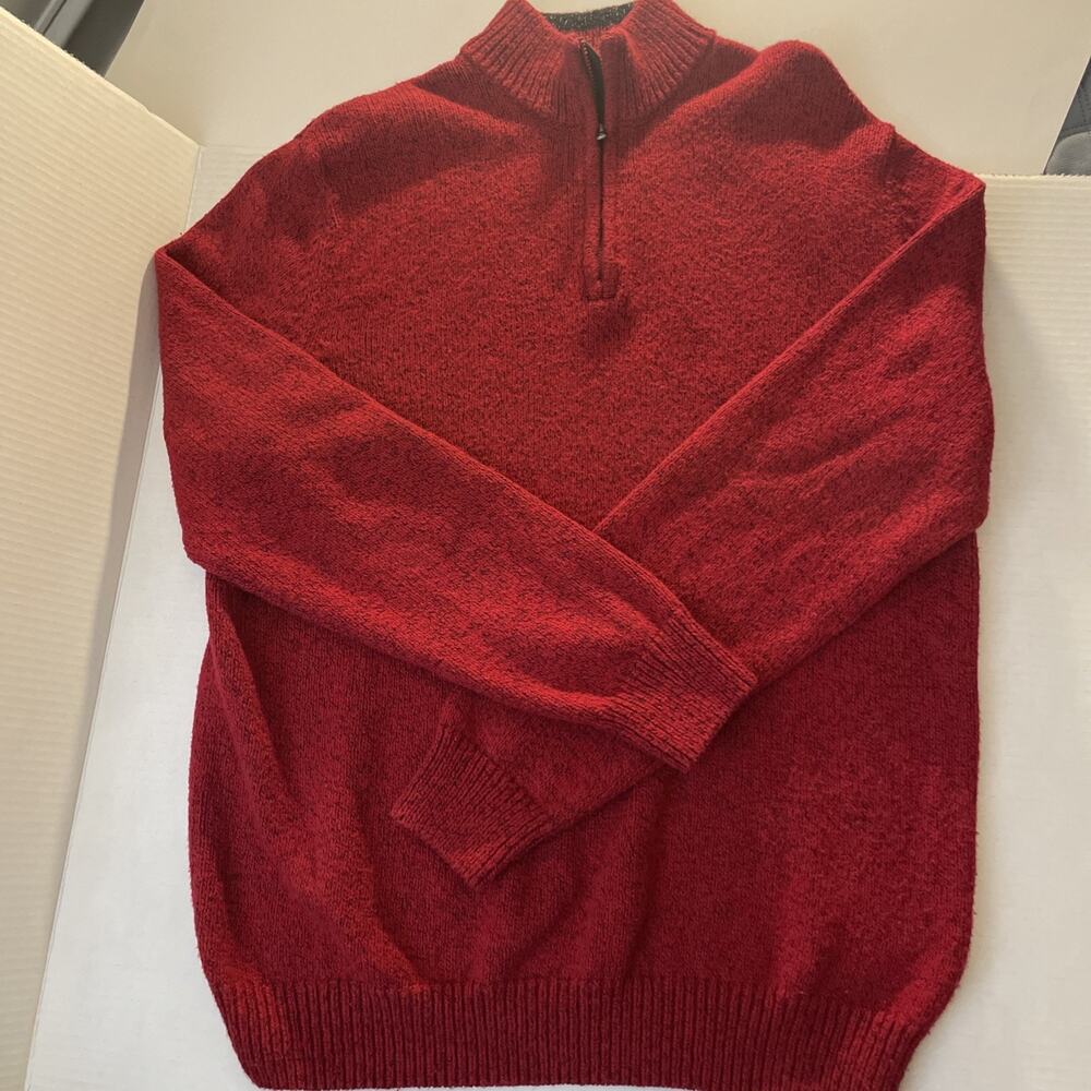 Chaps 1/4 Zip Pullover Sweater Red M Heavy EUC Cotton Blend Classic Preppy